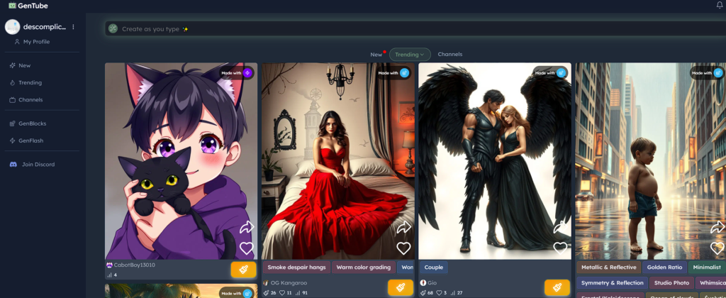 Interface do site GenTube